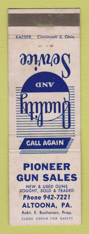 Matchbook Cover - Pioneer Guns Sales Altoona PA WEAR