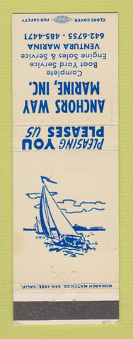 Matchbook Cover - Anchors Way Marine Ventura CA WORN BACK