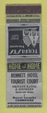 Matchbook Cover - Bennett Hotel Tourist Court Cambridge MA WORN BACK