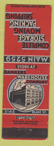 Matchbook Cover - Bankers Warehouse Moving Storage Denver Colorado