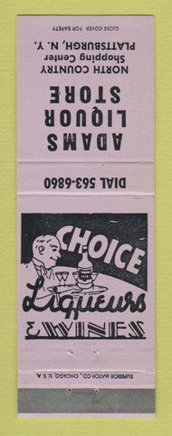 Matchbook Cover - Adams Liquor Store Plattsburgh NY LAVENDER