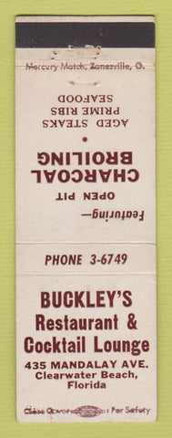 Matchbook Cover - Buckley's Restaurant Cocktail Bar Clearwater Beach FL
