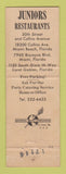 Matchbook Cover - Juniors Restaurant Miami Beach FL WEAR