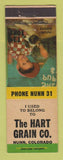 Matchbook Cover - The Hart Grain Company Nunn Colorado