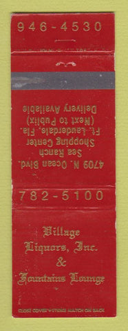 Matchbook Cover - Village Liquors Fountains Lounge Fort Lauderdale FL WEAR