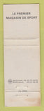 Matchbook Cover - Schaefer Tous Les Sports Lausanne Switzerland WEAR