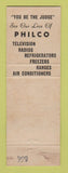 Matchbook Cover - Dave Geiger TV Philco Appliances Reading PA