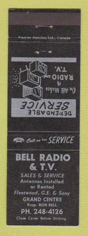 Matchbook Cover - Bell Radio TV Grand Centre AB
