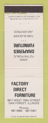 Matchbook Cover - Factory Direct Furniture Oak Forest IL