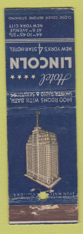 Matchbook Cover - Hotel Lincoln New York City Lion Canada 1929 WORN