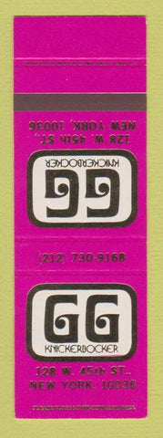 Matchbook Cover - GG Knickerbocker New York City hotel? SAMPLE