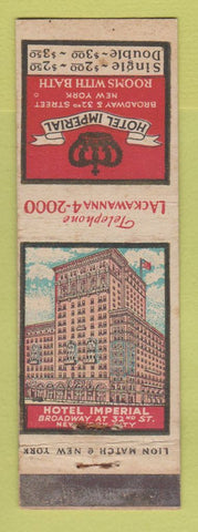Matchbook Cover - Hotel Imperial New York City WEAR