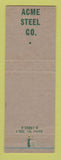 Matchbook Cover - Acme Steel Safety No Horseplay