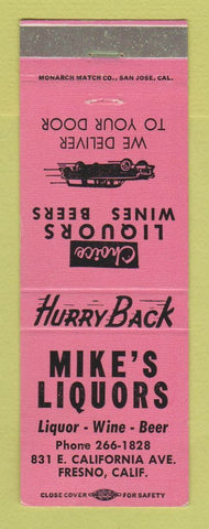 Matchbook Cover - Mike's Liquor Store Fresno CA WORN BACK
