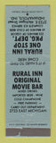 Matchbook Cover - Rural Inn Movie Bar Liquor Indianapolis IN WORN