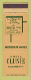 Matchbook Cover - Hotel Clunie Sacramento CA