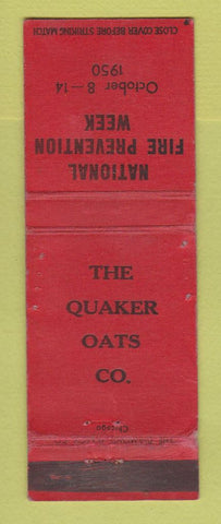 Matchbook Cover - National Fire Prevention Week 1950 Quaker Oats Sherman TX WORN