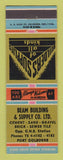 Matchbook Cover - Beam Building Supply cement sand gravel Port Colborne ON