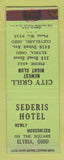 Matchbook Cover - City Grill Sederis Hotel Elyria OH WEAR