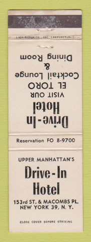 Matchbook Cover - Drive In Hotel New York City WEAR