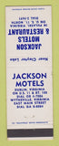 Matchbook Cover - Jackson Motels Restaurant Pulaski VA Wytheville