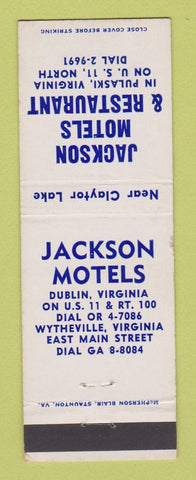 Matchbook Cover - Jackson Motels Restaurant Pulaski VA Wytheville