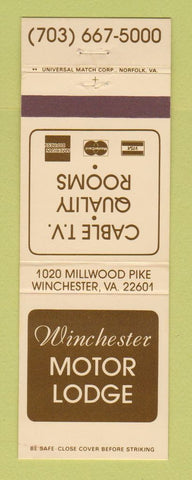Matchbook Cover - Winchester Motor Lodge VA