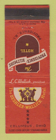 Matchbook Cover - Providence Biltmore Hotel RI Deshler Wallick Columbus OH
