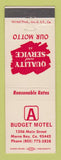 Matchbook Cover - Budget Motel Morro Bay CA