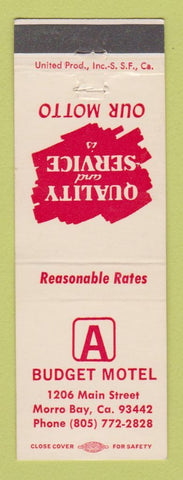 Matchbook Cover - Budget Motel Morro Bay CA