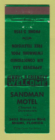 Matchbook Cover - Sandman Motel Miami FL