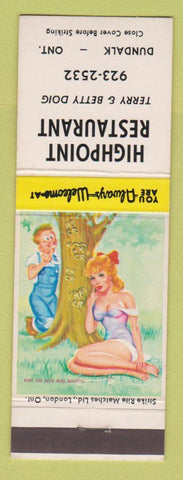 Matchbook Cover - Highpoint Restaurant Dundalk ON hillbilly
