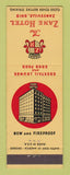Matchbook Cover - Zane Hotel Zanesville OH
