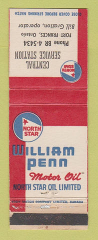 Matchbook Cover - North Star oil gas William Penn Fort Frances ON WEAR