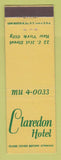 Matchbook Cover - Claredon Hotel New York City