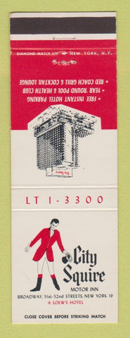 Matchbook Cover - City Squire Motor Inn New York City Loew's