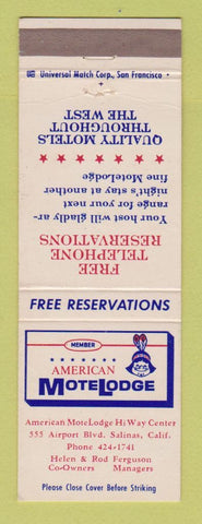 Matchbook Cover - American Motel Lodge Indian Salinas CA