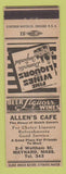 Matchbook Cover - Allen's Cafe Maynard MA