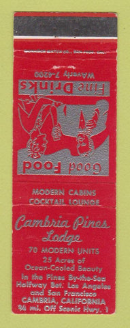 Matchbook Cover - Cambria Pines Lodge Cambria CA