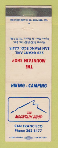 Matchbook Cover - Mountain Shop San Francisco CA camping hiking WEAR