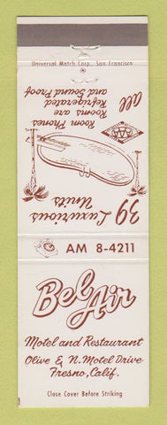 Matchbook Cover - Bel Air Motel Restaurant Fresno CA