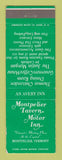 Matchbook Cover - Montpelier Tavern Motor Inn VT WEAR