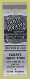 Matchbook Cover - Plesko's Liquor Store Oliver WI WORN BACK