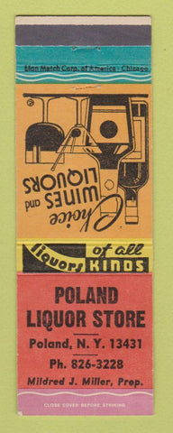 Matchbook Cover - Poland Liquor Store Poland NY WORN BACK
