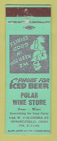 Matchbook Cover - Polar Wine Store Springfield OH WORN BACK