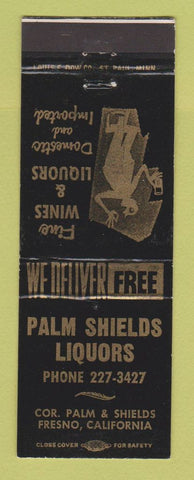 Matchbook Cover - Palm Shields Liquors Fresno CA WORN BACK