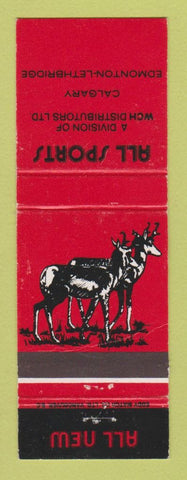 Matchbook Cover - All Sports Calgary Edmonton Lethbridge AB sporting goods