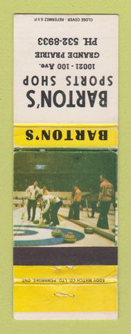 Matchbook Cover - Barton's Sports Shop Grande Prairie AB WEAR
