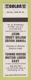 Matchbook Cover - Towne House Motor Lodge Clarksburg WV