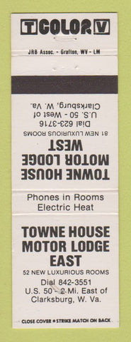 Matchbook Cover - Towne House Motor Lodge Clarksburg WV